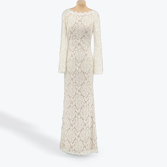 BHLDN Foster Ivory Lace Long Sleeve Maxi Dress Bridal Wedding Formal Gown - Picture 1 of 16